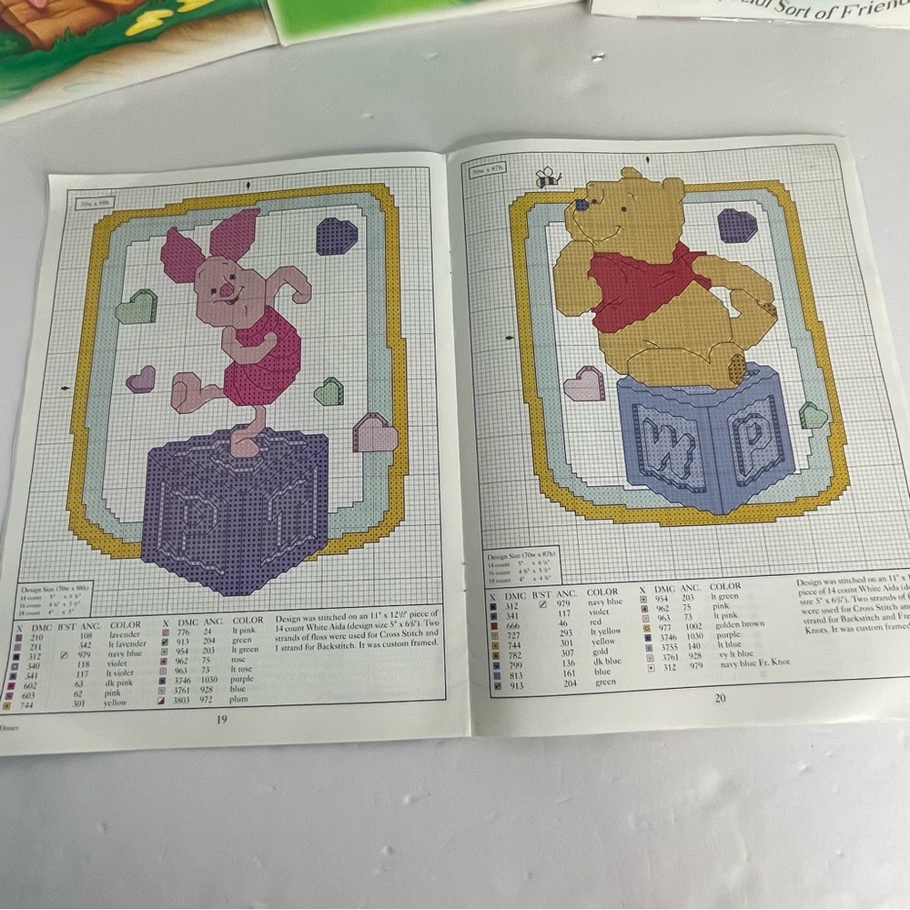 Art To Sew Disney Classic Pooh Quilt Craft 3 Squares Pooh Baby Cross Stitch Book - Picture 15 of 15
